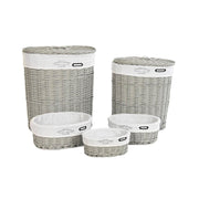 Lot de paniers DKD Home Decor Blanc Gris osier 51 x 37 x 56 cm 52 x 38 x 57 cm 5 Pièces