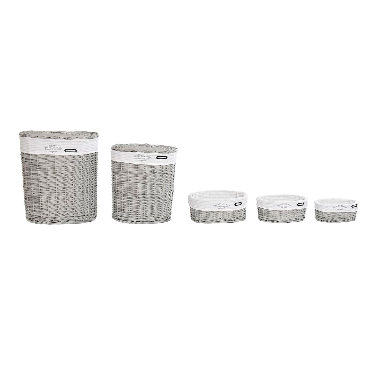 Lot de paniers DKD Home Decor Blanc Gris osier 51 x 37 x 56 cm 52 x 38 x 57 cm 5 Pièces