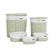 Lot de paniers DKD Home Decor Vert osier 51 x 37 x 56 cm 5 Pièces