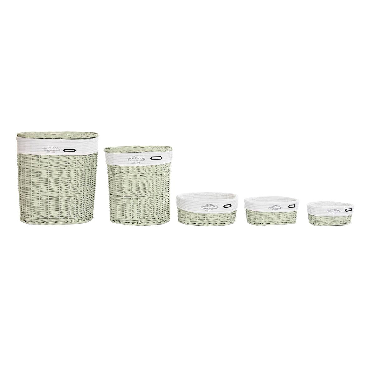 Lot de paniers DKD Home Decor Vert osier 51 x 37 x 56 cm 5 Pièces