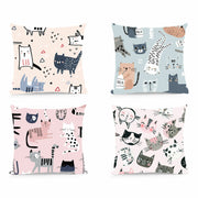 Coussin DKD Home Decor Polyester Multicouleur Microfibre Chats (40 x 10 x 40 cm) (4 Unités)