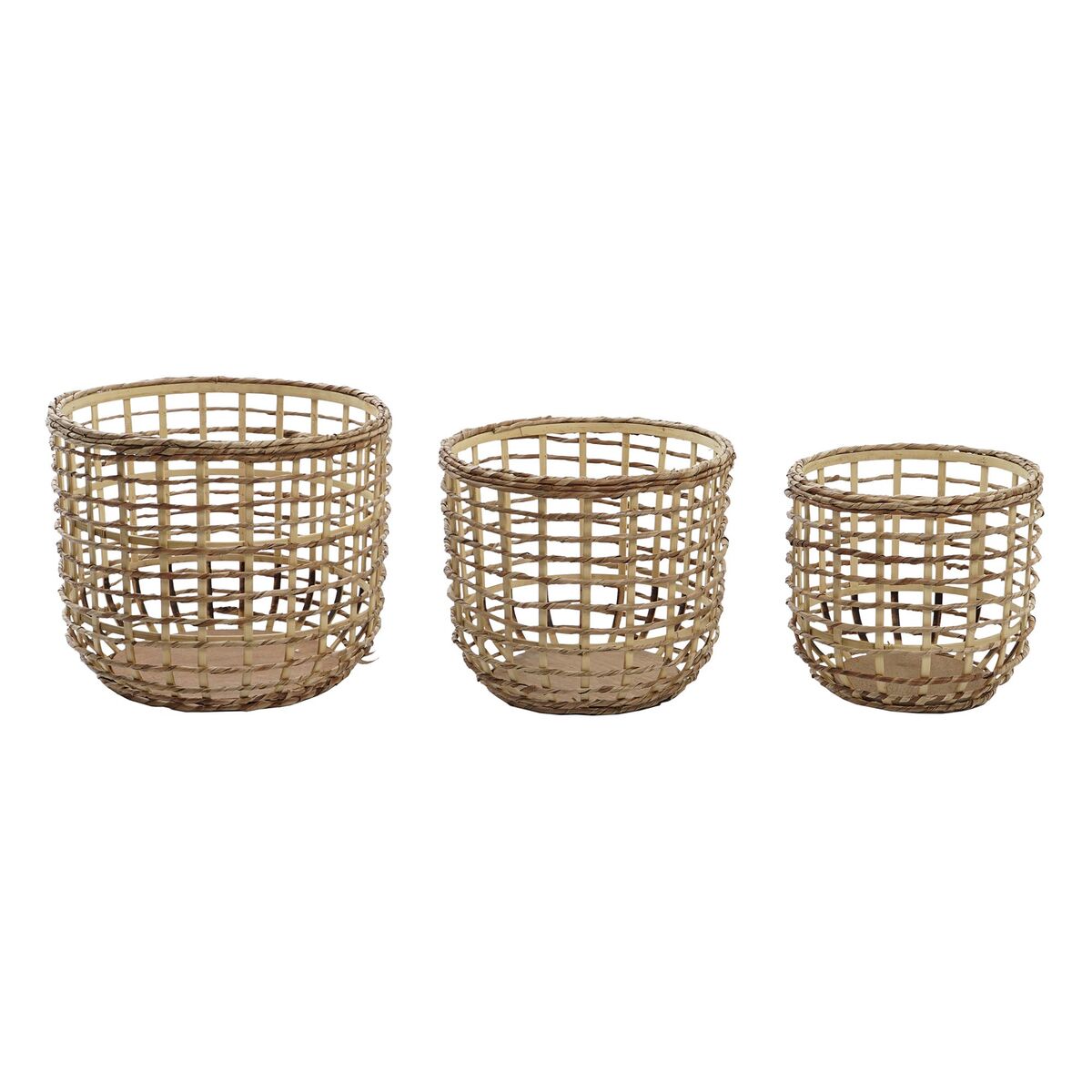 Set de basket DKD Home Decor Marron Naturel (3 Pièces) (3 Unités)