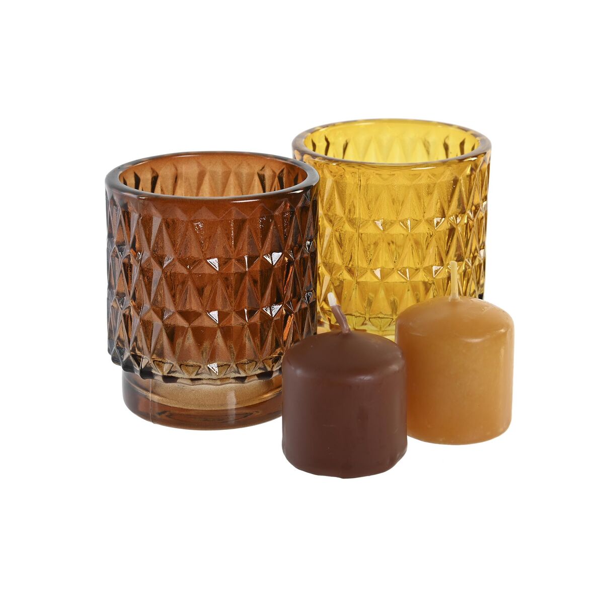 Ensemble de Bougies DKD Home Decor Marron Moutarde (2 Unités)