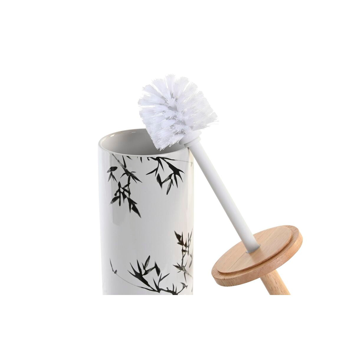 Brosse de salle de wc DKD Home Decor 10 x 10 x 38,5 cm Noir Métal Blanc Grès