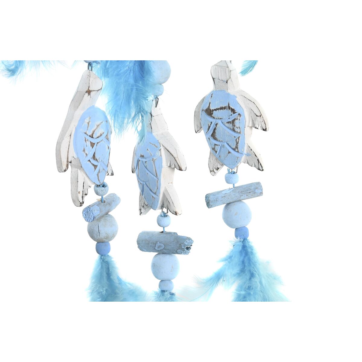 Décoration Suspendue DKD Home Decor Bleu Blanc Plume méditerranéen (14 x 5 x 45 cm) (2 Unités)