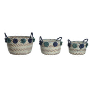 Set de basket DKD Home Decor polypropylène Pompons 46 x 44 x 34 cm