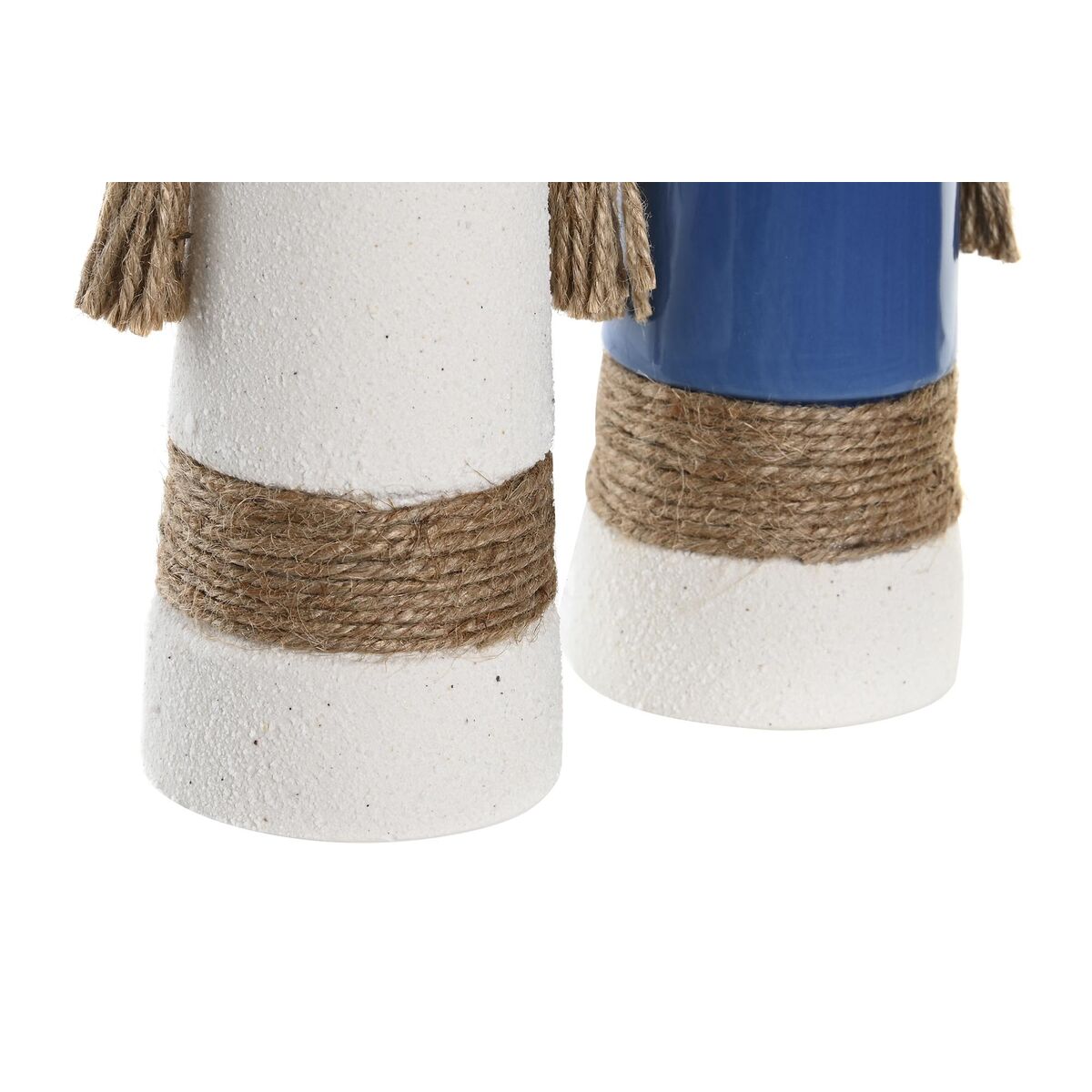 Vase DKD Home Decor Céramique Blanc Blue marine (9,5 x 7 x 20 cm) (2 Unités)