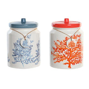 Boîte DKD Home Decor Bleu Corail Fuchsia Blanc Dolomite (2 Unités) (15 x 15 x 22 cm)