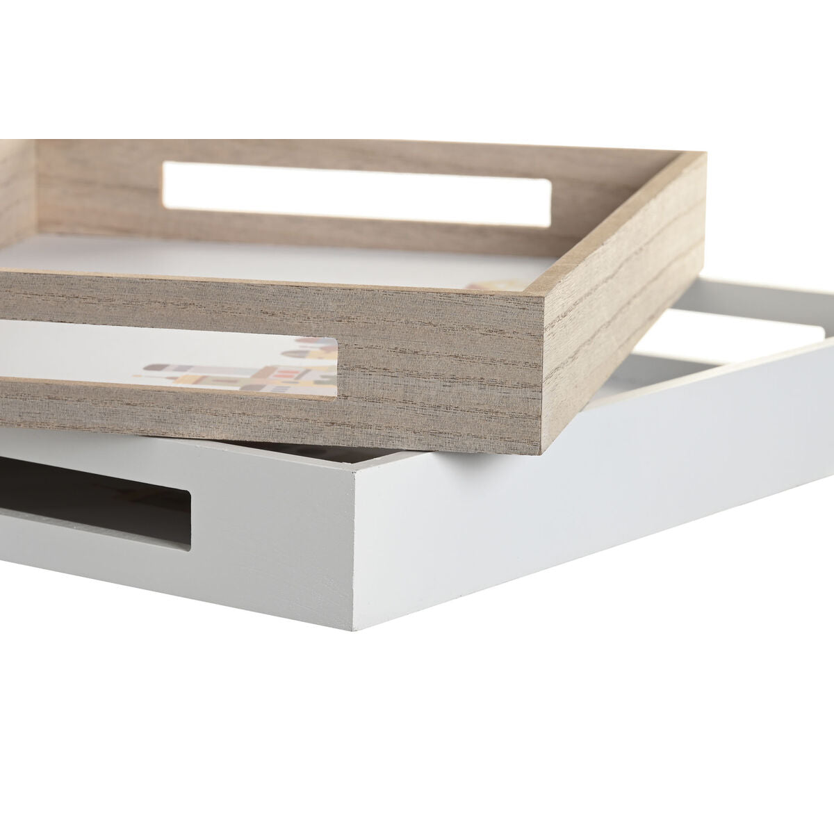 Plateau apéritif DKD Home Decor Multicouleur Bois MDF Cottage Maisons (2 Unités) (40 x 30 x 5 cm)