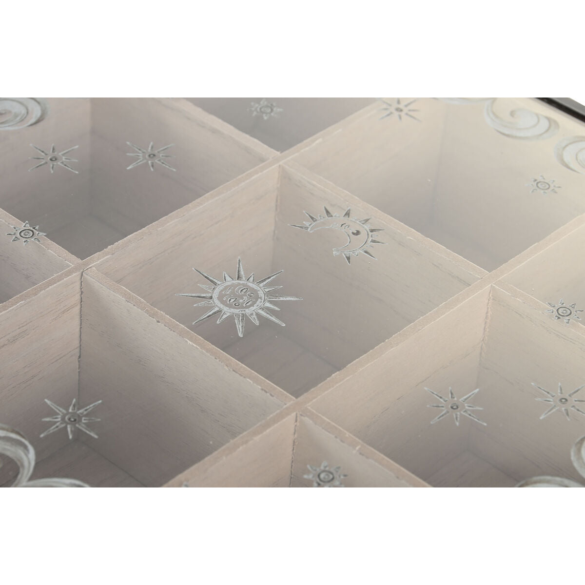 Boîte pour infusions DKD Home Decor Bleu Blanc Noir Naturel Métal Verre Bois MDF 24 x 24 x 6,5 cm (2 Unités)