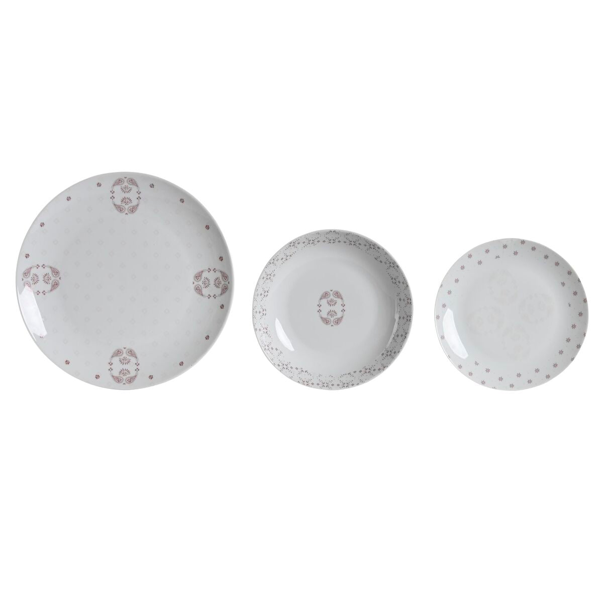 Service de Vaisselle DKD Home Decor Porcelaine Rose Blanc 27 x 27 x 3 cm 18 Pièces
