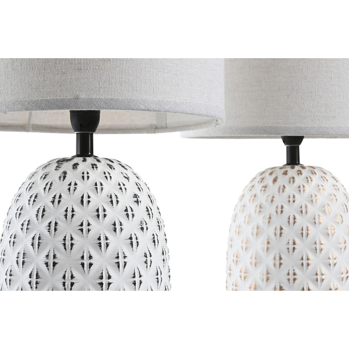 Lampe de bureau DKD Home Decor Cuivre Blanc Grès 220 V 40 W (24 x 24 x 40 cm) (2 Unités)