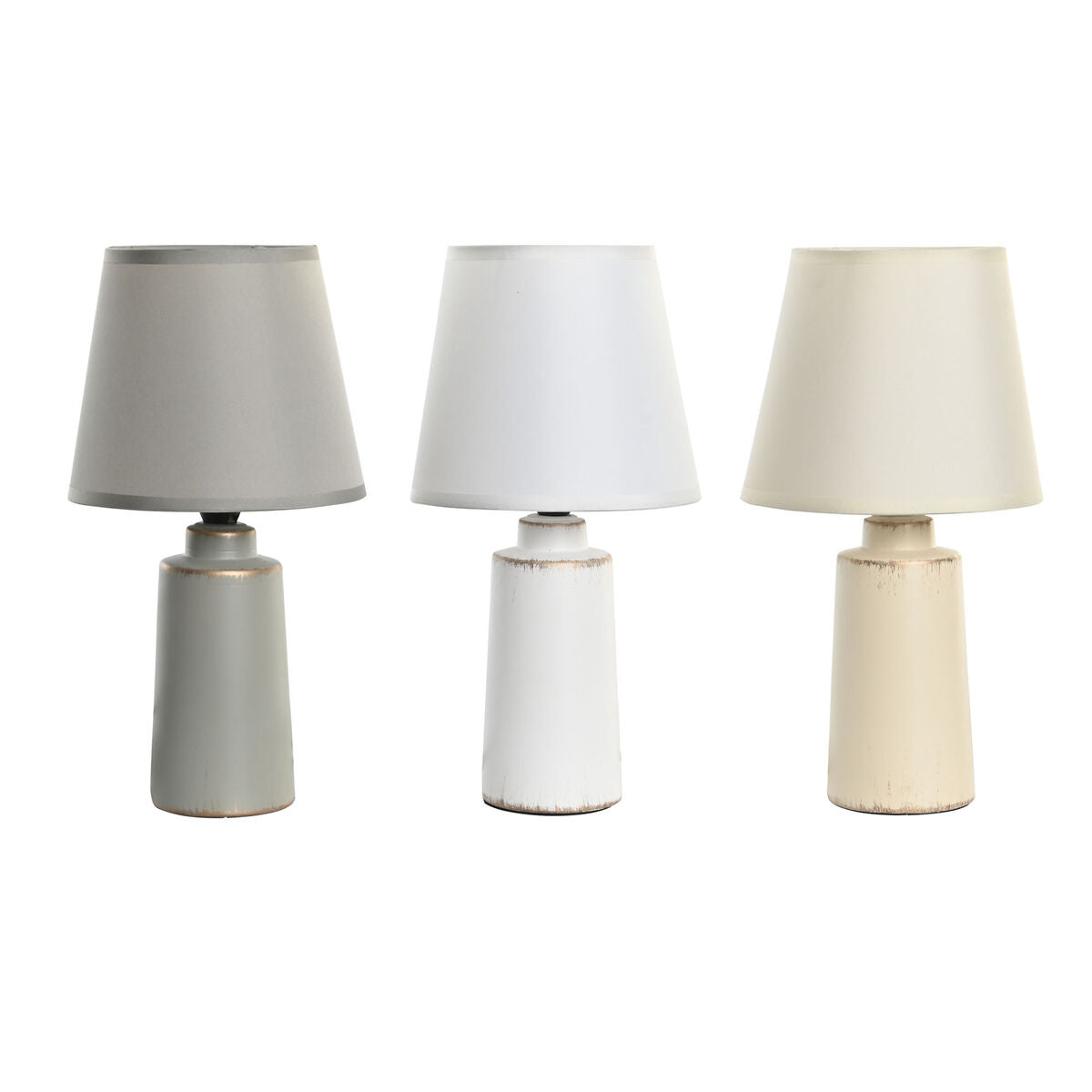 Lampe de bureau DKD Home Decor Gris Beige Blanc Grès 220 V 40 W (16 x 16 x 30 cm) (3 Unités)
