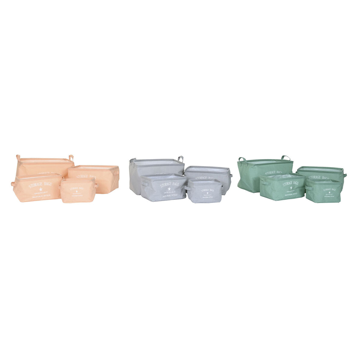 Set de basket DKD Home Decor Vert Gris Orange Toile Moderne 39 x 27 x 24 cm (3 Unités)