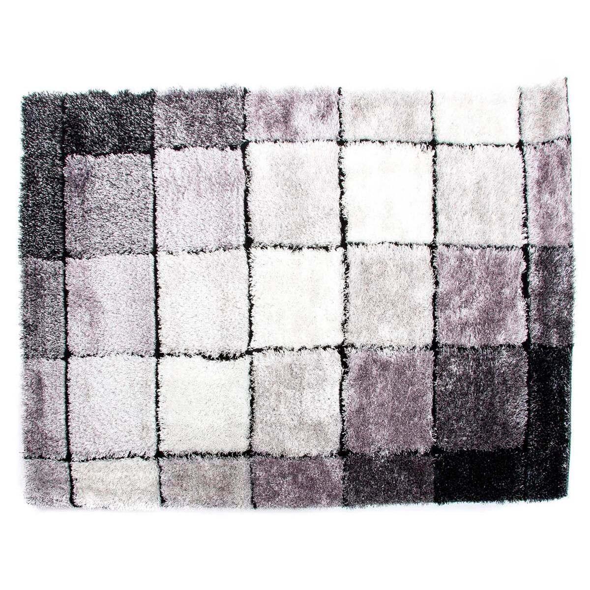 Tapis DKD Home Decor Noir Polyester Blanc Carreaux 120 x 180 x 2 cm