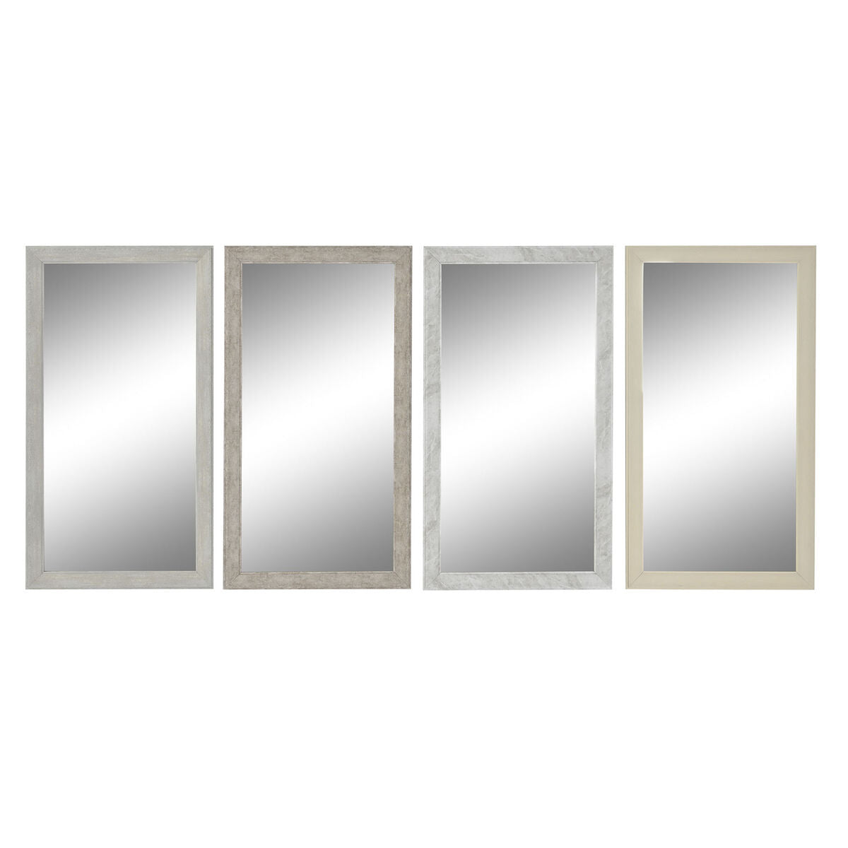 Miroir mural DKD Home Decor Blanc Beige Gris foncé 36 x 2 x 66 cm (4 Unités)