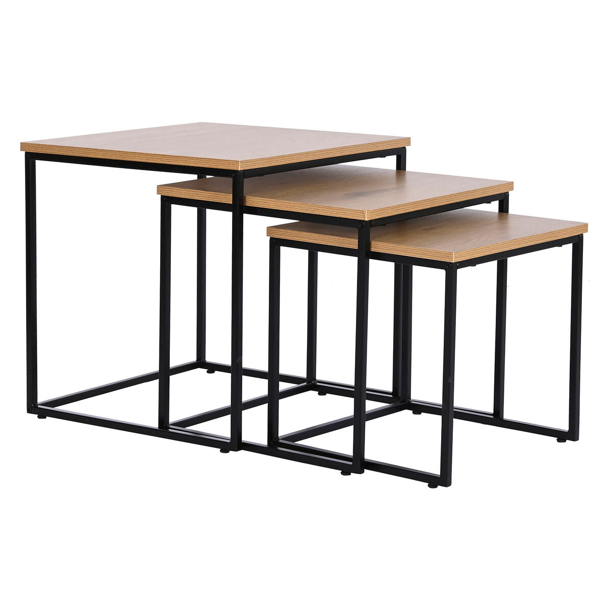 Jeu de 3 tables DKD Home Decor Noir Métal 45 x 45 x 45 cm Bois MDF