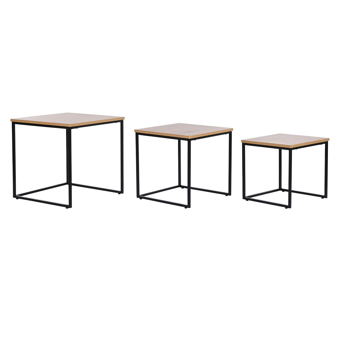Jeu de 3 tables DKD Home Decor Noir Métal 45 x 45 x 45 cm Bois MDF