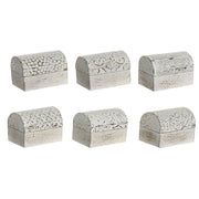 Boîte à bijoux DKD Home Decor Blanc Doré Aluminium Bois de manguier 7,5 x 5,3 x 5,3 cm (6 Unités)