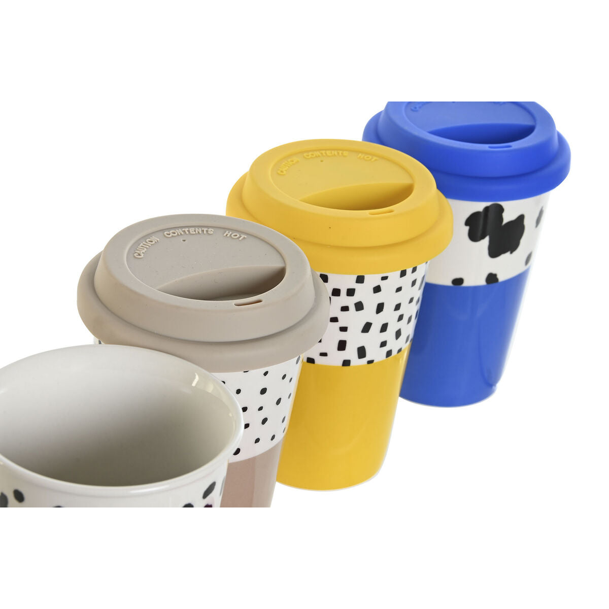 Tasse avec Couvercle DKD Home Decor Multicouleur animaux Urbaine 400 ml (4 Unités)