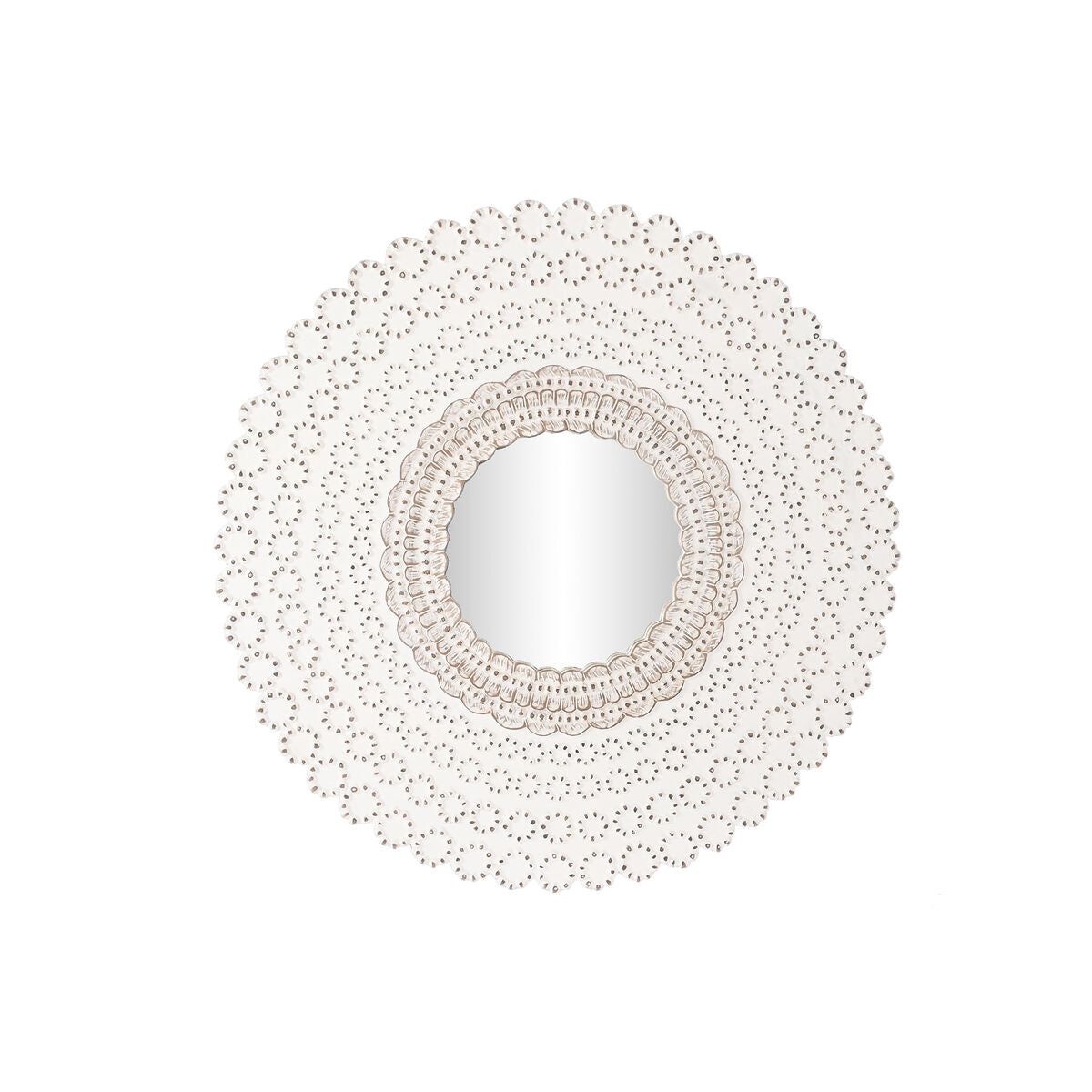 Miroir mural DKD Home Decor Blanc Naturel Indien Décapé 120 x 2,5 x 120 cm