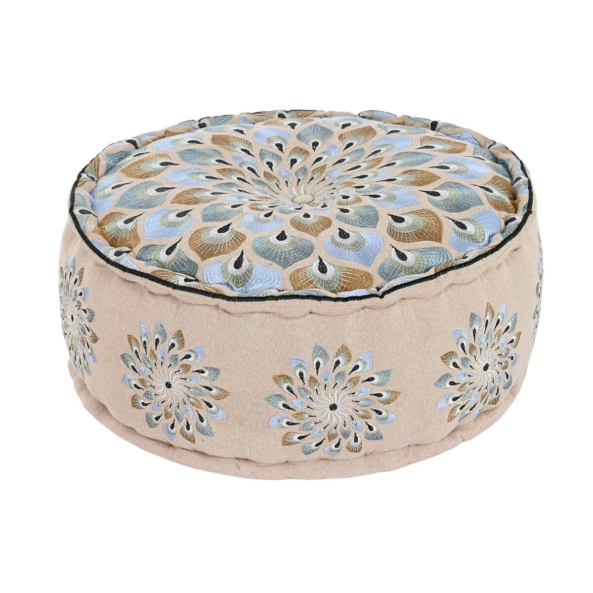 Pouf DKD Home Decor Bleu Beige