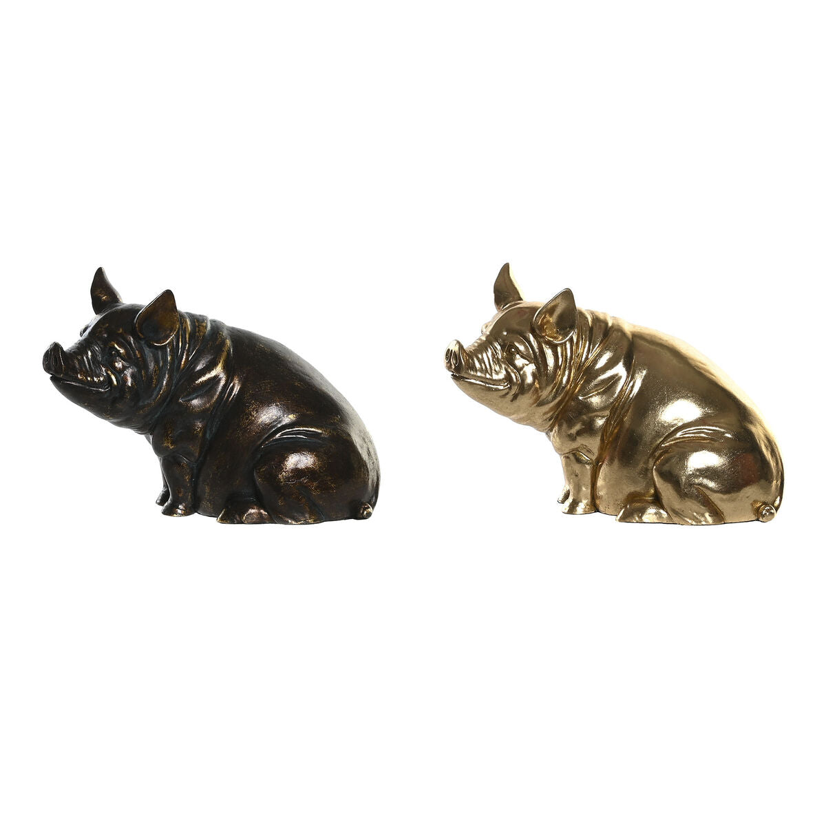 Figurine Décorative DKD Home Decor Cuivre Doré Cochon 18,5 x 10,5 x 14 cm (2 Unités)