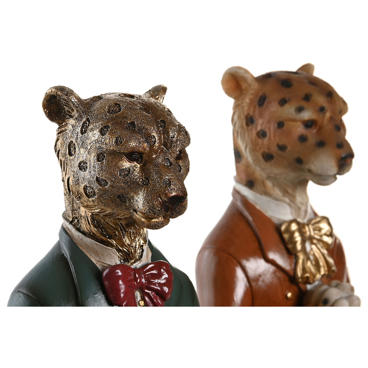 Figurine Décorative DKD Home Decor Bleu Marron Doré Léopard 16 x 9,5 x 23 cm (2 Unités)