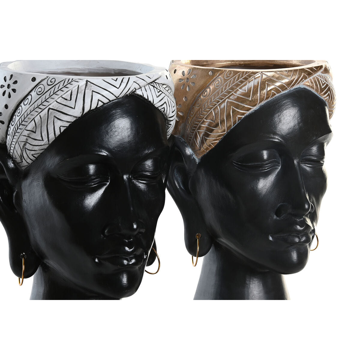 Figurine Décorative DKD Home Decor Argenté Doré Marron Résine Colonial Africaine (19,5 x 11 x 39,5 cm) (2 Unités)