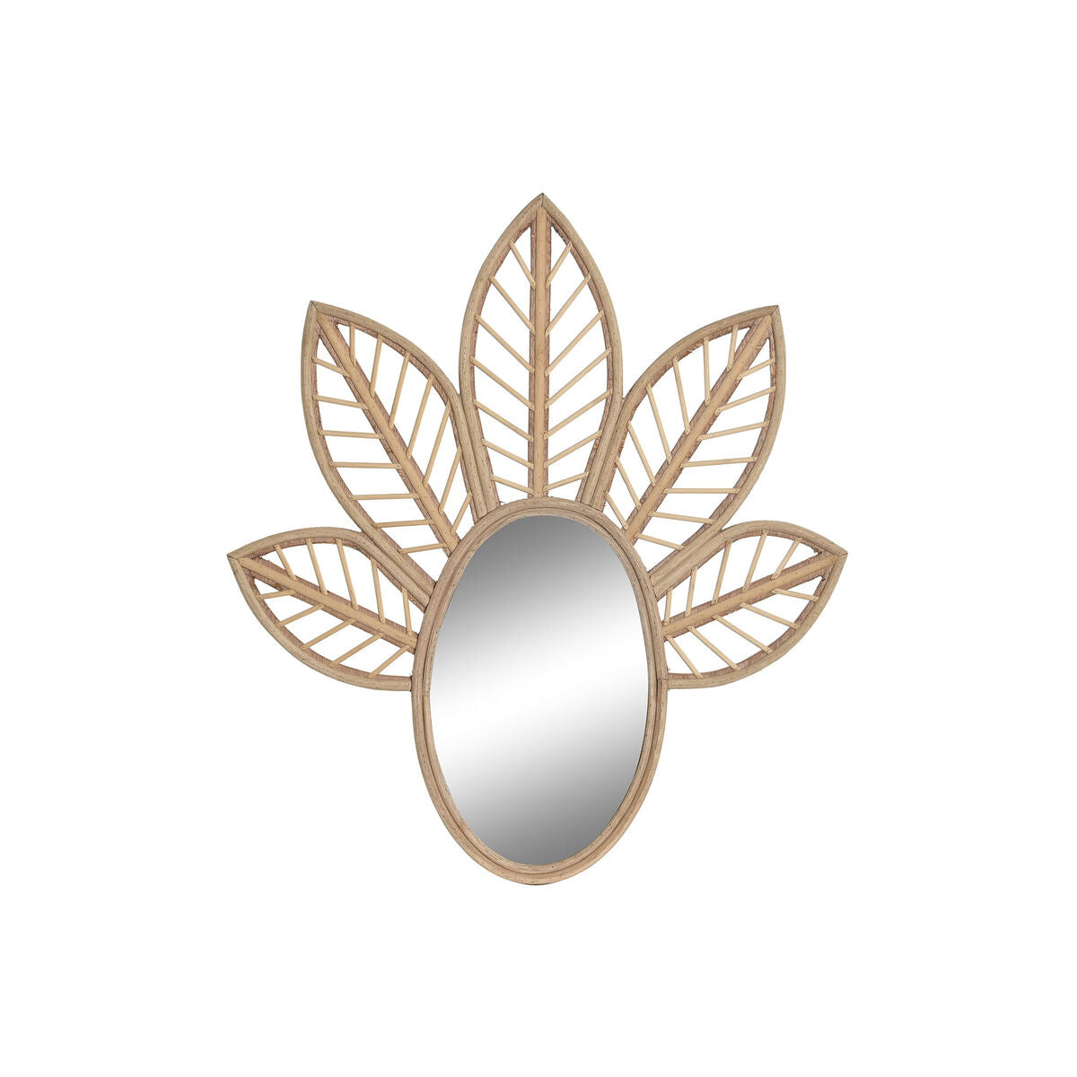Miroir mural DKD Home Decor Marron Naturel Tropical Feuille d'une plante 60 x 2 x 67 cm