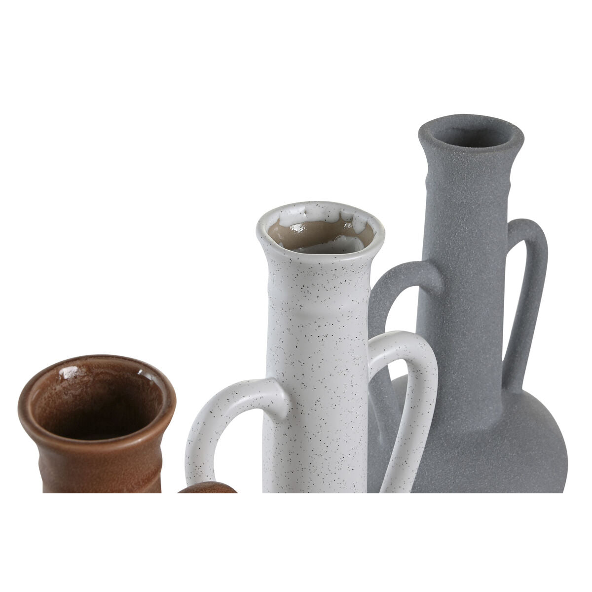 Vase DKD Home Decor Blanc Gris Terre cuite Porcelaine 12,7 x 12,5 x 30 cm (3 Unités)