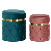 Repose-pied DKD Home Decor 36 x 36 x 44 cm Polyester Velours Bois MDF