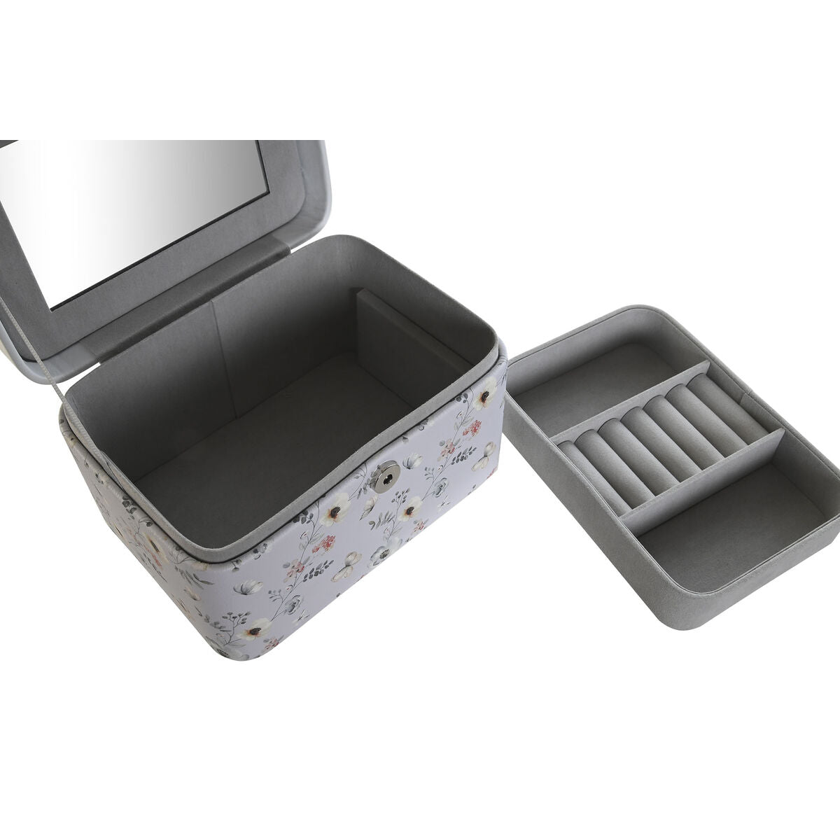 Boîte à bijoux DKD Home Decor Bleu Gris Camel Rose clair Polyuréthane Miroir 17 x 12 x 10 cm (2 Unités)