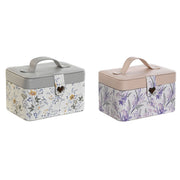 Boîte à bijoux DKD Home Decor Blanc Gris Lila Rose clair Polyuréthane Miroir 17 x 12 x 10 cm (2 Unités)