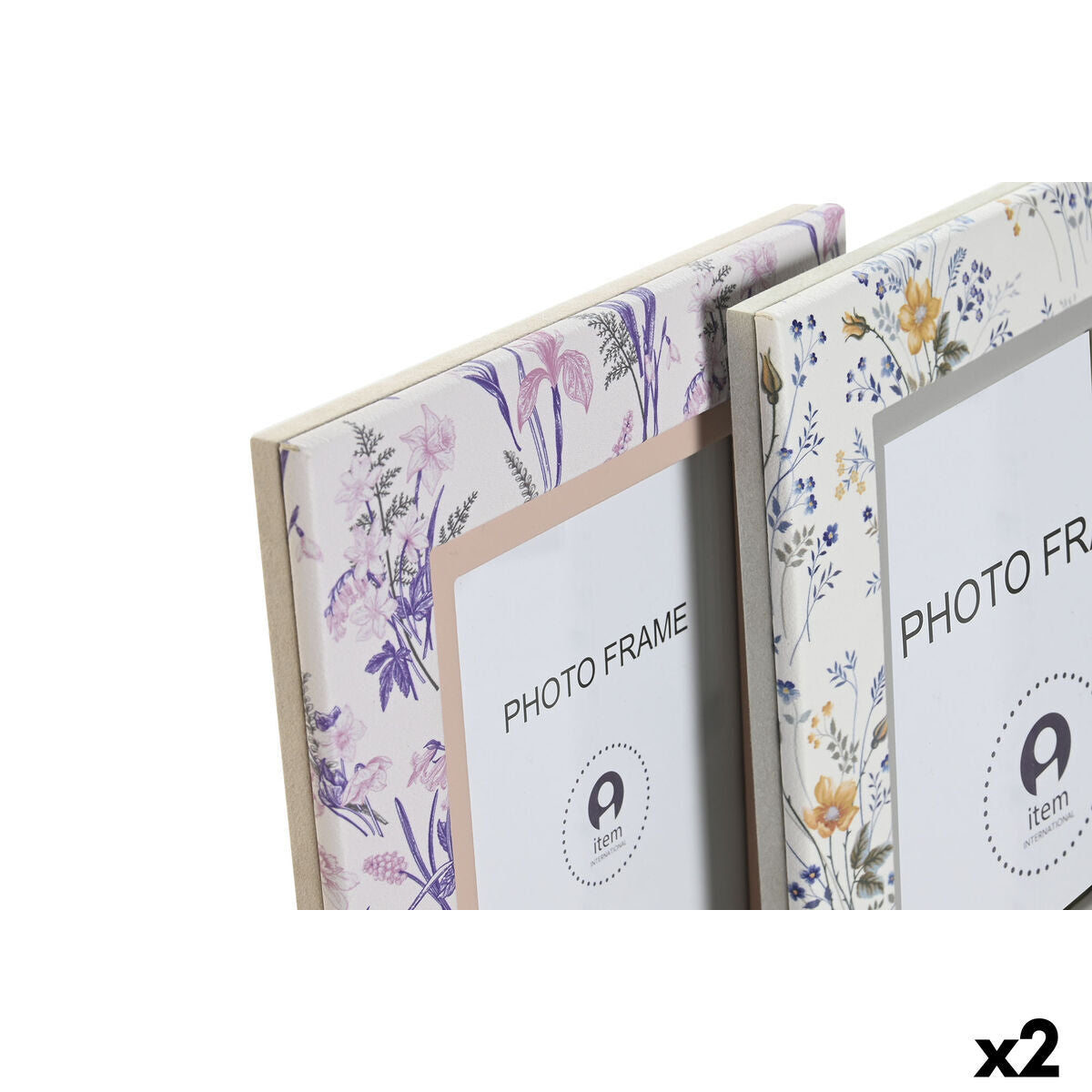 Cadre photo DKD Home Decor Blanc Gris Lila Rose clair Aluminium (2 Unités)