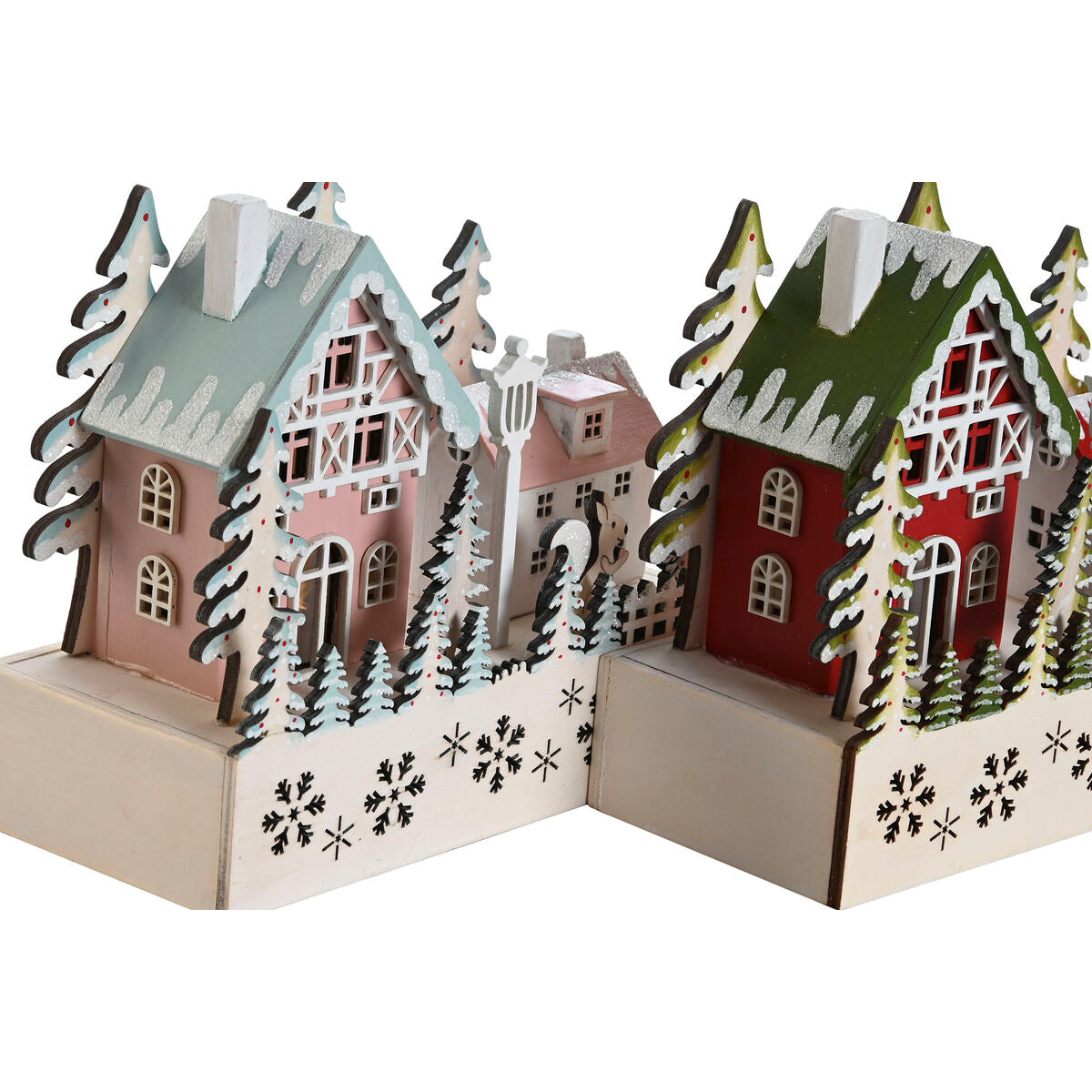 Décorations de Noël DKD Home Decor Rouge Rose 21 x 9,5 x 19 cm (2 Unités)