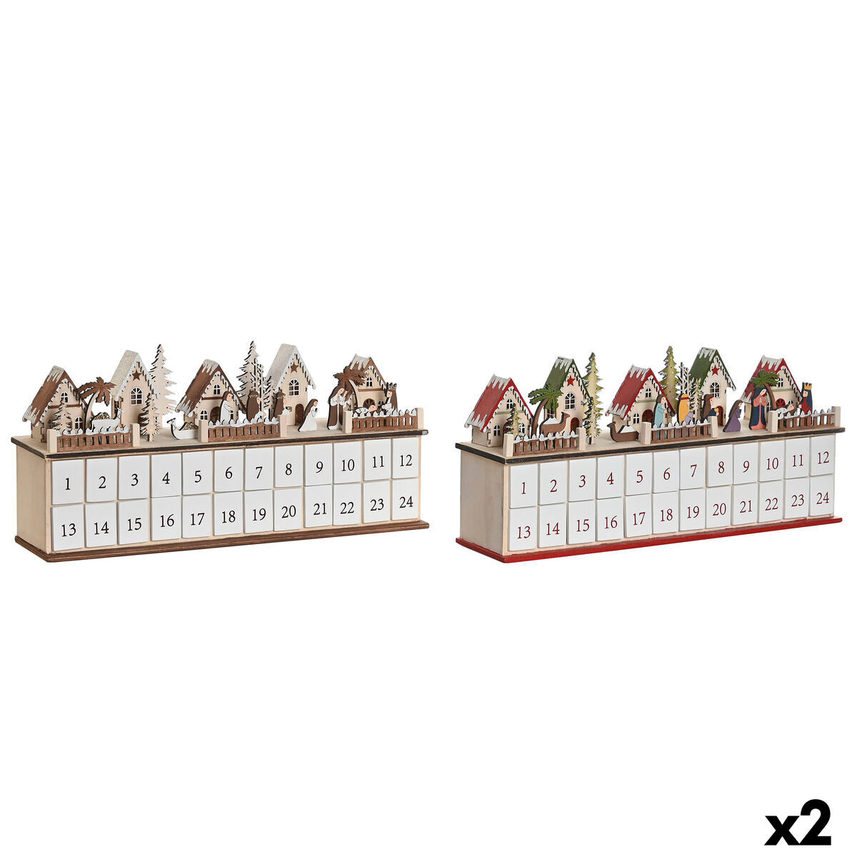 Calendrier de l’Avent DKD Home Decor Bois 45 x 11 x 23 cm (2 Unités)