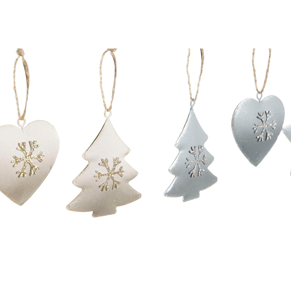 Décoration Suspendue DKD Home Decor Blanc Gris Métal 7 x 2 x 7 cm (6 Pièces) (2 Unités)