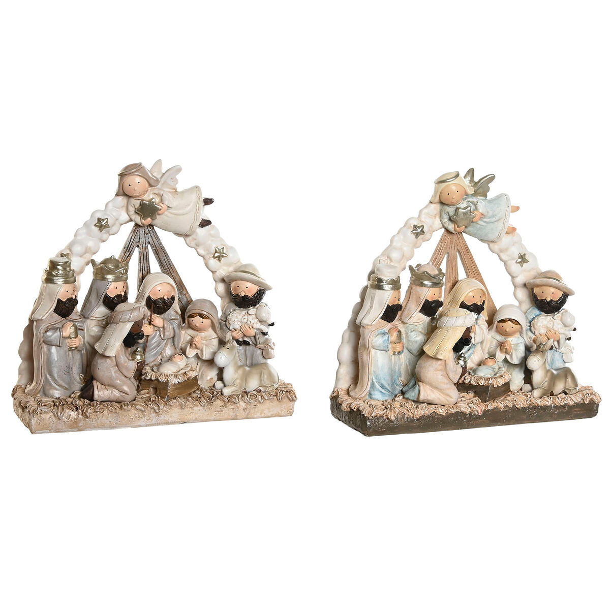 Crèche de Noël DKD Home Decor Bleu Blanc Marron Résine 23,5 x 8 x 20,5 cm (2 Unités)