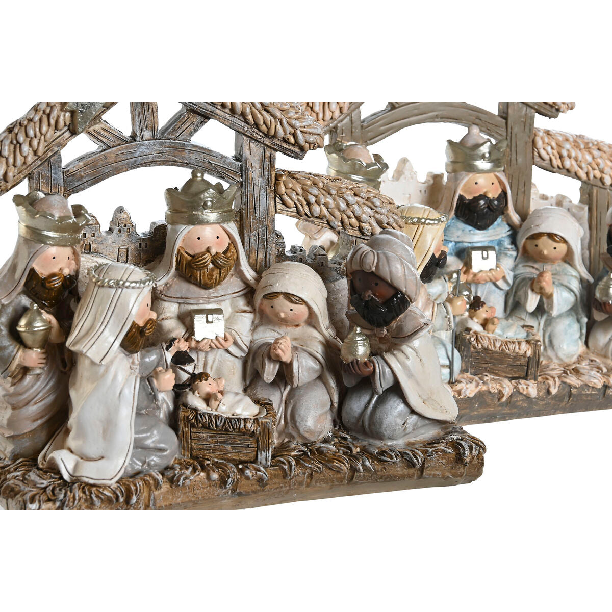 Crèche de Noël DKD Home Decor Bleu Blanc Marron Résine 20 x 7 x 17,5 cm (2 Unités)
