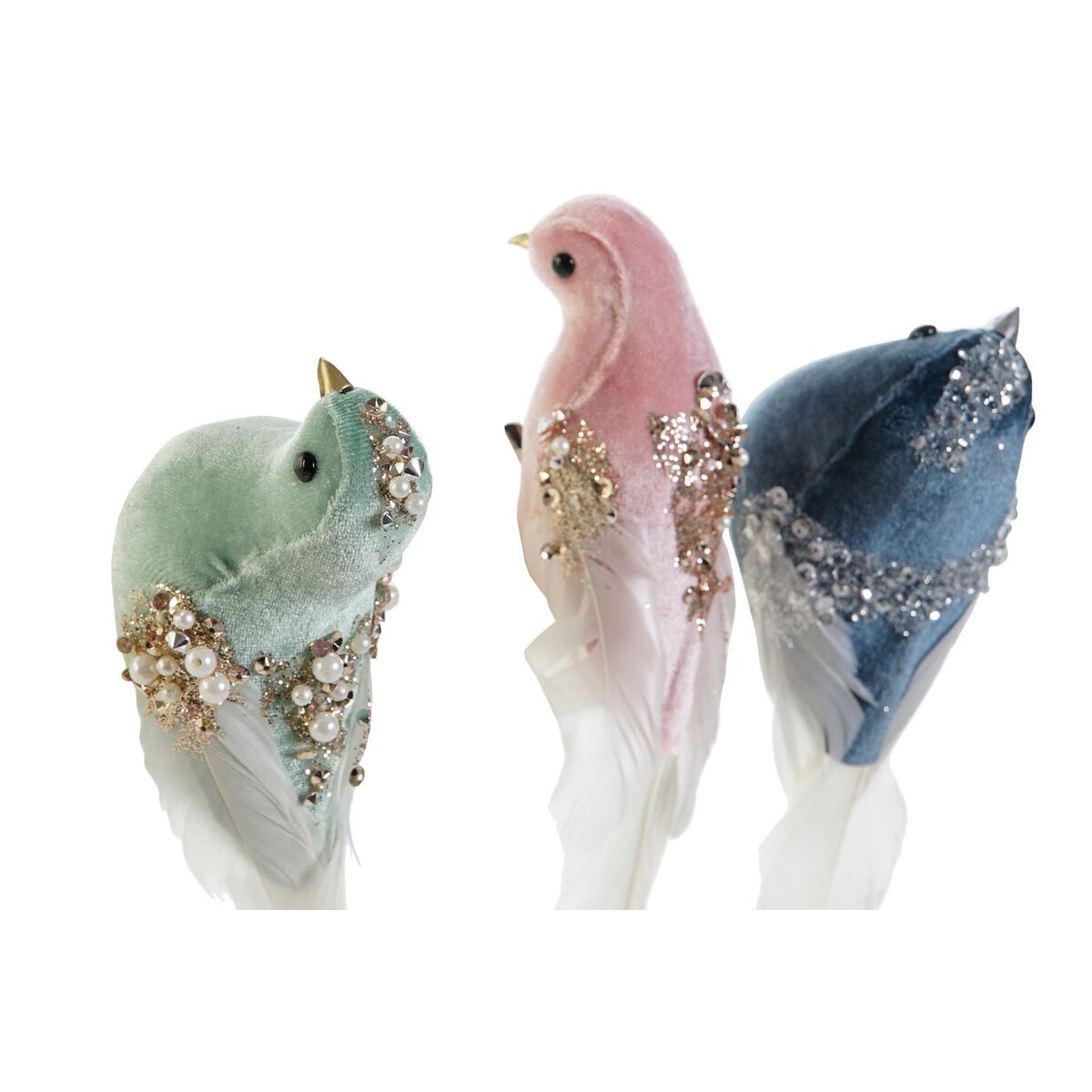 Décorations de Noël DKD Home Decor Multicouleur Oiseau 25 x 7 x 6 cm (3 Unités)