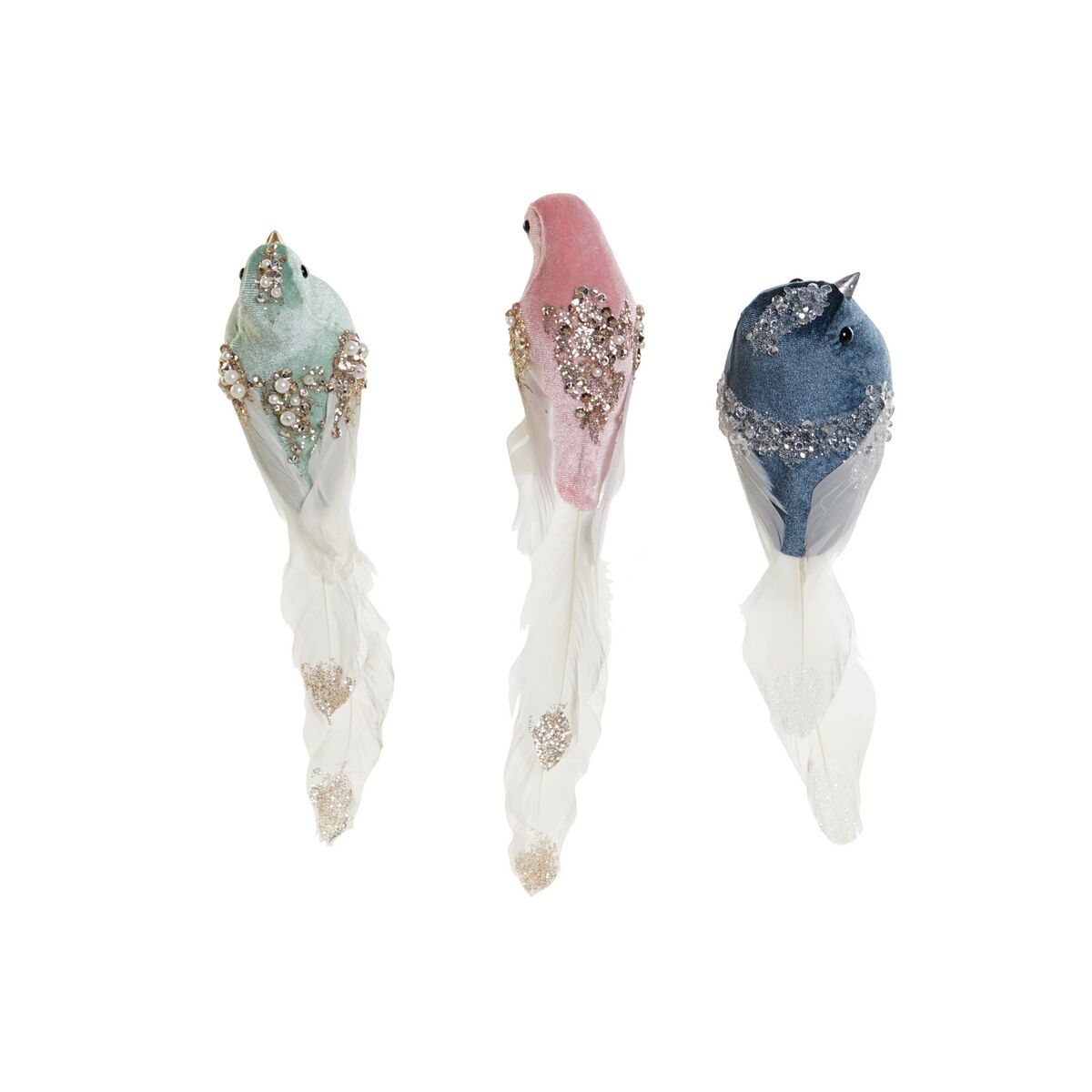 Décorations de Noël DKD Home Decor Multicouleur Oiseau 25 x 7 x 6 cm (3 Unités)