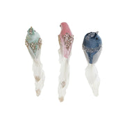 Décorations de Noël DKD Home Decor Multicouleur Oiseau 25 x 7 x 6 cm (3 Unités)