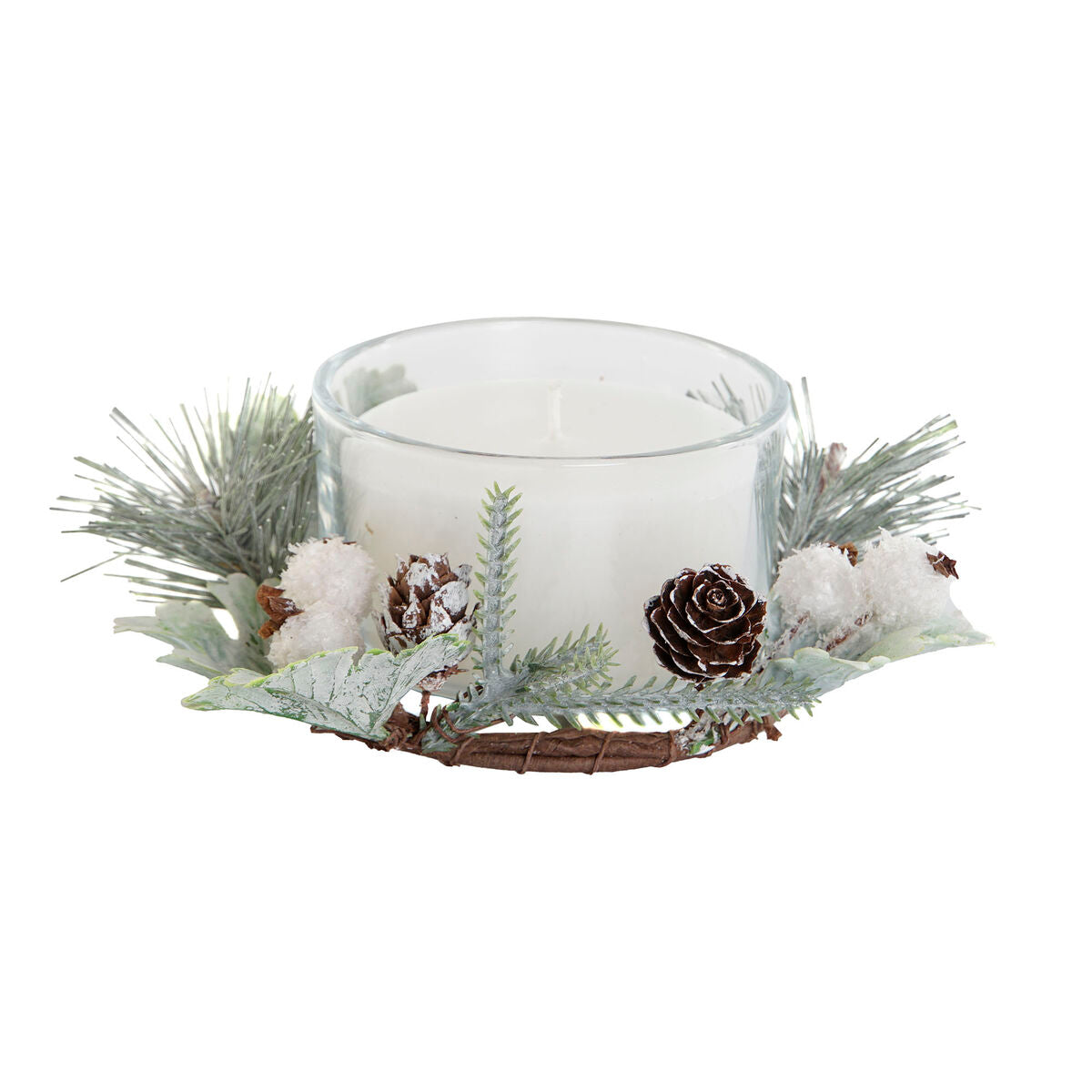 Bougie DKD Home Decor Blanc Noël 15 x 15 x 5.5 cm 13 x 13 x 5,5 cm