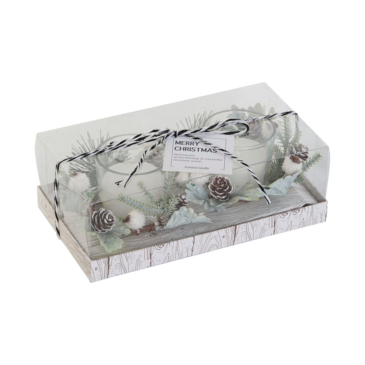 Ensemble de Bougies DKD Home Decor Blanc Noël 10 x 10 x 7 cm 19 x 10.5 x 7 cm (2 Unités)