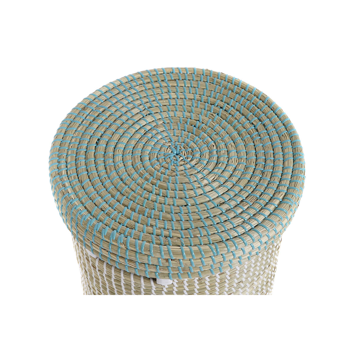 Set de basket DKD Home Decor Bleu Blanc Naturel Herbier marin (2 Pièces)