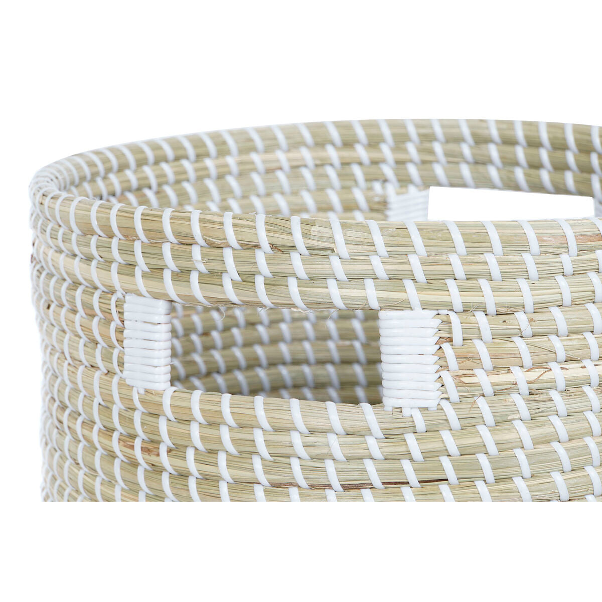 Set de basket DKD Home Decor Bleu Blanc Naturel Herbier marin (2 Pièces)