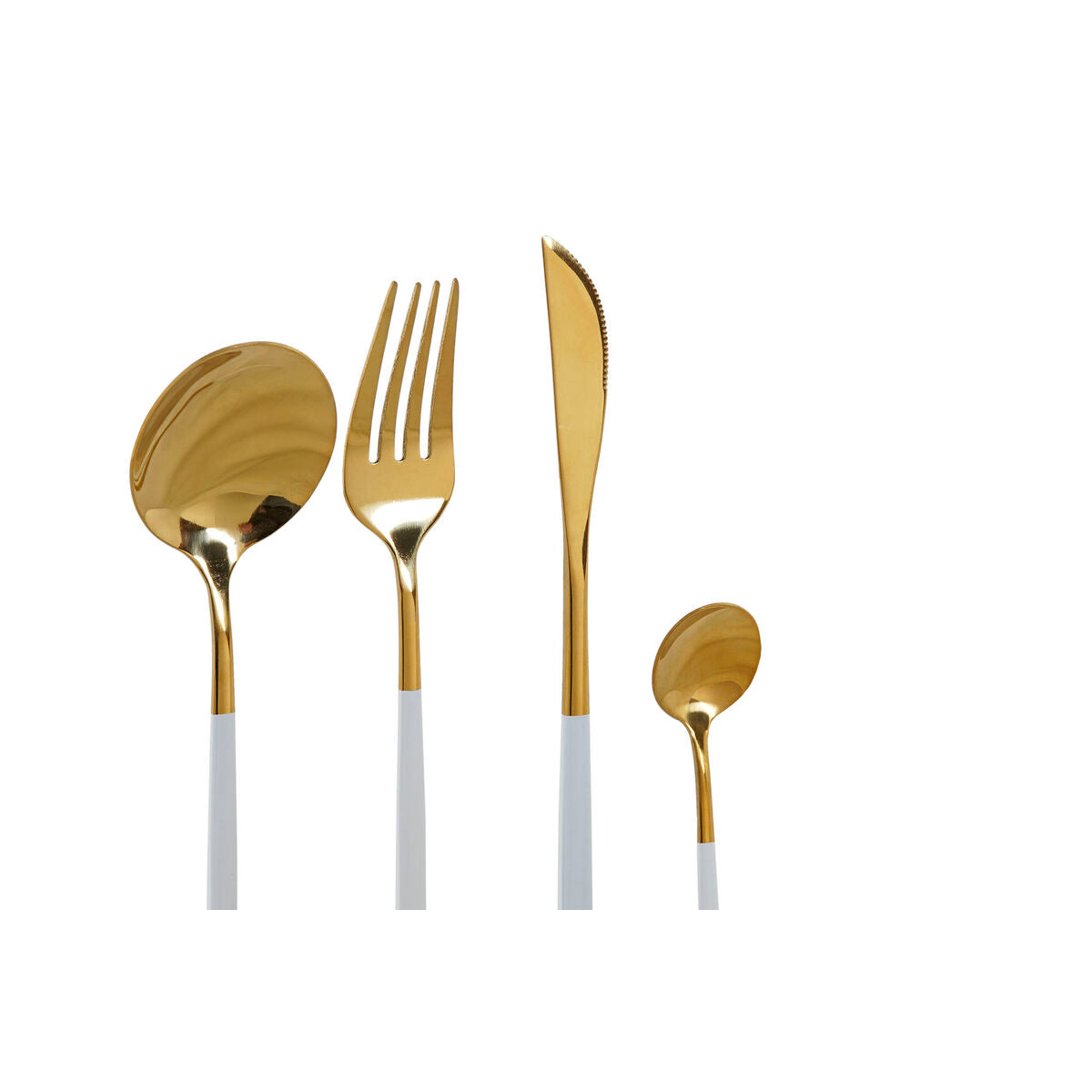 Couverts DKD Home Decor Blanc Doré Acier inoxydable 4,5 x 2,5 x 20,5 cm 24 Pièces