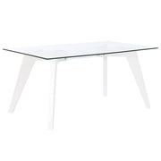 Table de Salle à Manger DKD Home Decor Blanc Transparent Verre Bois MDF 160 x 90 x 75 cm