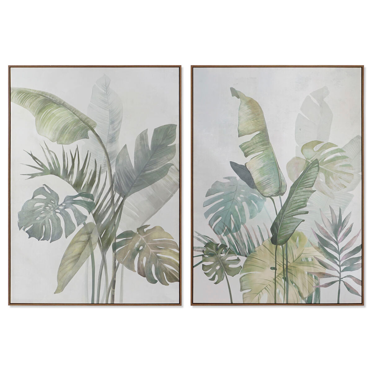 Toile DKD Home Decor Blanc Vert Palmiers Tropical 100 x 4 x 140 cm (2 Unités)